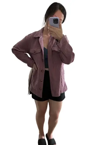 Madewell 100% Cotton Oversized Button Up Shirt Jacket Shacket Medium Mauve Pink Purple
