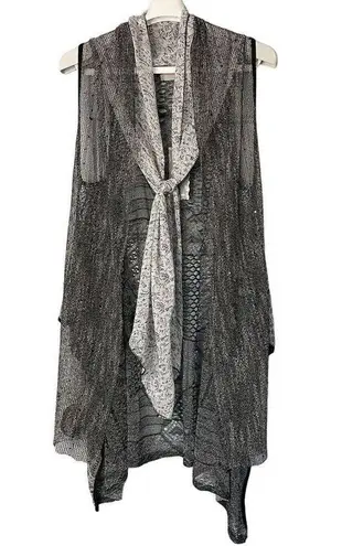 Pretty Angel  Mesh Lace Sleeveless Draped Front Cover Up Duster Size S/M NEW