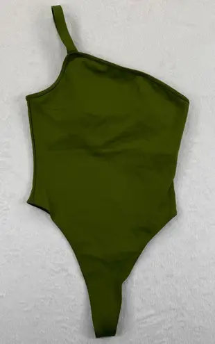 New Beginnings By April Daniels Olive Green One Shoulder Bodysuit Small