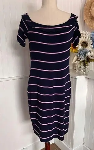 Decree Blue & Purple Scooped Neck Short Sleeved Dress