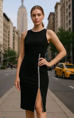 msk rhinestone side slit dress Black Size 6