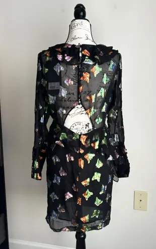 The Kooples The Koople Silk Metallic Butterfly print Short Dress - Black Size 3/ US M