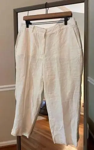 90s L.L. Bean womens 12 Gauzy Linen Baggy Palazzo Pants White Lagenlook, L.L. Be Tan