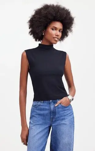 Madewell  Funnelneck Cropped Muscle Tee Black Size M NWT