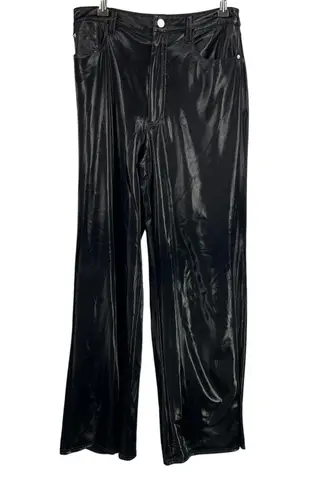 We Wore What Black Faux Leather Pants Size 29 High Rise Wide Leg Shiny