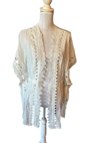 Elan White Coverup Size S Lace Trim