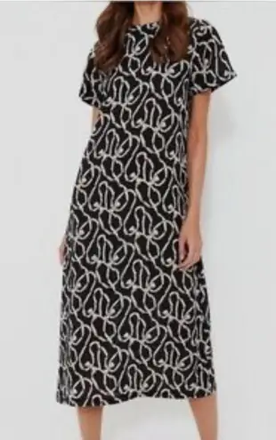 Tuckernuck Hyacinth House Black Short Sleeve Print Rowan Midi Dress Size XS