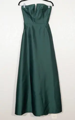 Alfred Sung NWT Hunter Green Strapless Notch Neck Satin Gown Size 0