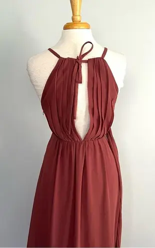 Revelry Eliza Chiffon Rosewood Pink Mauve Bridesmaids Prom Full Length Dress 2