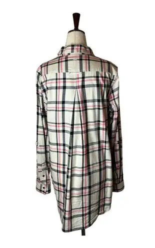 Tyler Boe Tan Red And Black Plaid Collared Half Snap Front Tina Tunic Top Size M Size M