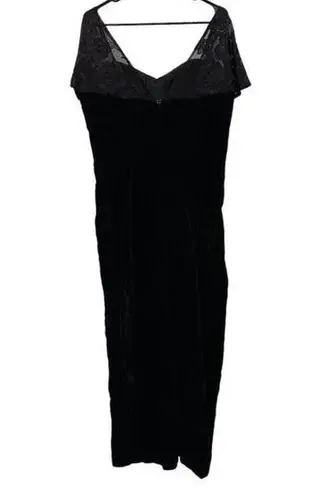 Alfred Angelo Vintage 80s Flirtations Black Velvet Short Sleeve Maxi Dress Sz 20