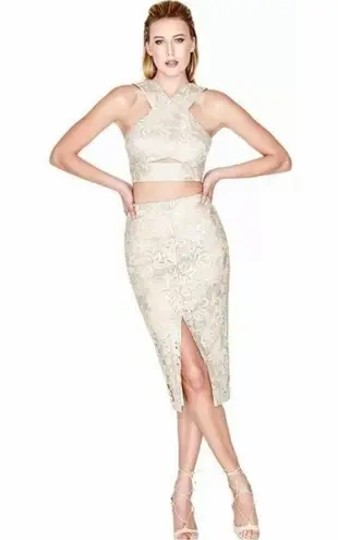 Marciano Antoinette Lace Beige Cropped Halter Top Size 0