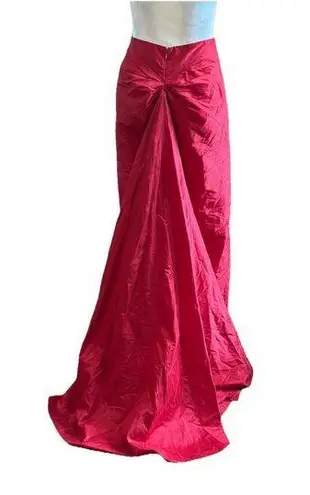 Worth 100% Silk Mermaid Skirt With Train Maxi Long Formal Prom Size S6 Red