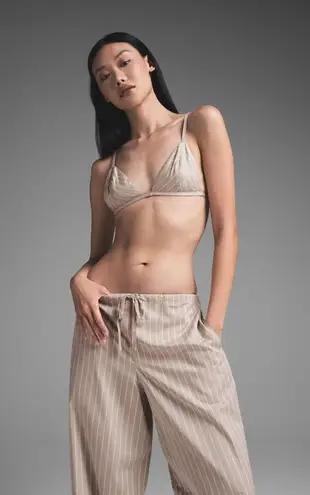 SKIMS Cotton Poplin Straight Leg Pant in Stone Stripe, Size Small