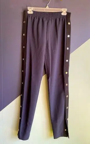 Maje NWT blue slim joggers w/ black contrast piping and chrome buttons Sz 38