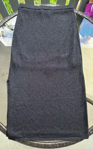 House of Harlow 1960 Metallic Knit Side Slit Maxi Skirt in Black - Size Large