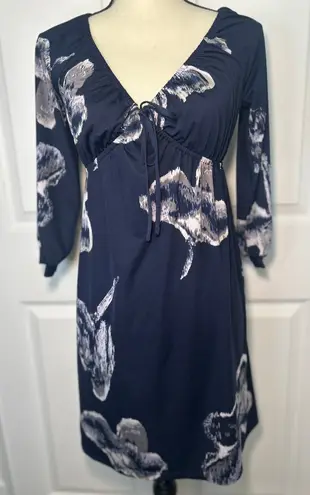 INC International Concepts Petite Floral Print Tie Front Dress Small Petite Blue Size undefined