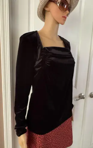 ANATOMIE Calliope Stretch Velvet Top in Black. MSRP $228 Black Size L