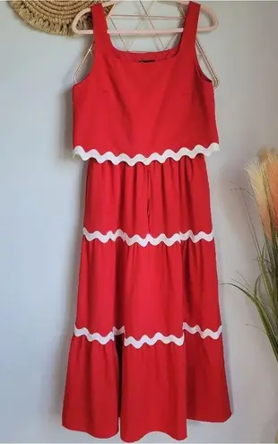 PRETTYGARDEN , Red 2 pc. Cropped Top & Full Pull-on Maxi Skirt Set Size Medium