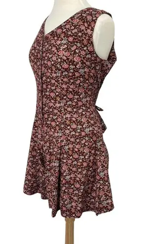Vintage Sostanza Romper Ditsy Floral Button Front Mini Dress Burgundy Womens M Size M