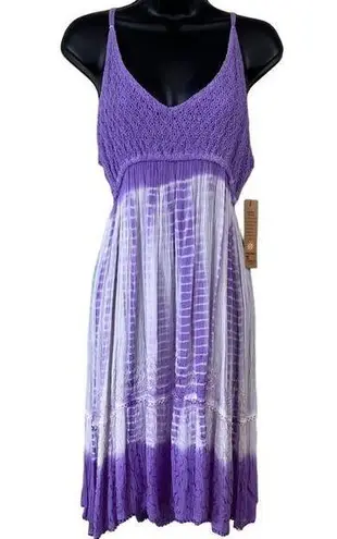 Raya Sun Crepe Crochet Bust Tie Dye Spaghetti Dress Cover Up