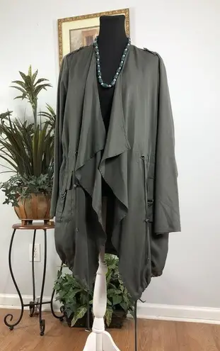 Carolina belle Women Jacket Cinched Waist 1X Cap 3/4 Sleeve Open Lagenlook Boho