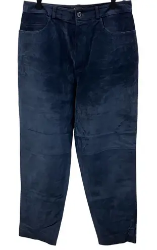 Vintage Bushwacker Genuine Suede Leather Womens 12 Pants Blue Highwaisted USA