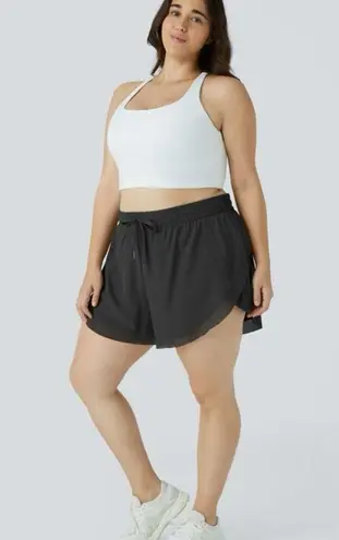 Halara 2in1 Running Shorts Mid Rise Drawstring Mesh Contrast Black S(4-6) NWT