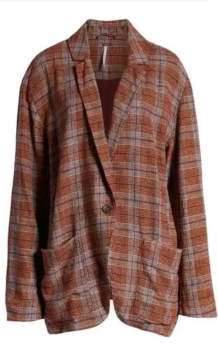 Free People : Simply Plaid Blazer Red Combo