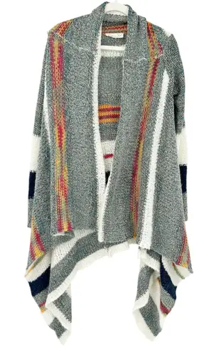 Lovestitch Fall Lagenlook Striped Open Front Wool Blend Knit Cardigan Size S