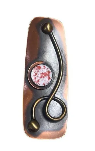 Modernist Copper Brooch MCM Mixed Metal Chic Vintage Fashion Collectible Jewelry Brown
