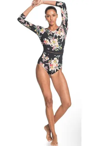 Roxy  -NWT- Garden Long Sleeve Surf Wetsuit One Piece Swim Black Floral | Large