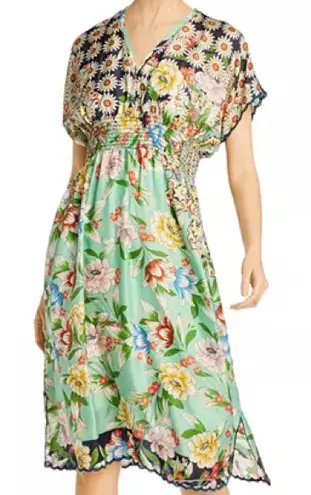 Johnny Was Viridis silk midi dress NWT