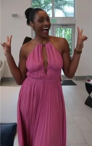 NWT Jonathan Simkhai Carli Plissé Halter Midi