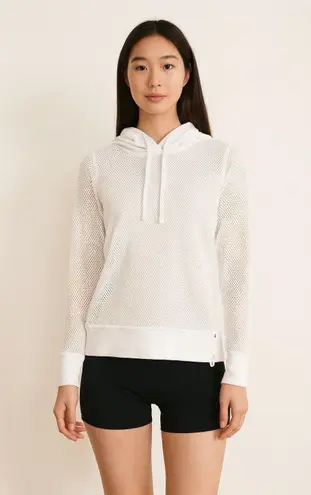 Ralph Lauren LRL Sweater Womens Large White Pullover Hoodie Thermal Waffle Knit