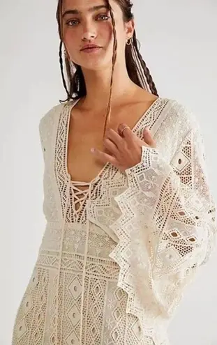 Jen's Pirate Booty Jen’s Pirate Booty Chaouen Lace Crochet Boho Maxi Dress Ivory XS