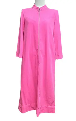 Vassarette Vintage Half Zip Full Length Robe Pink 12