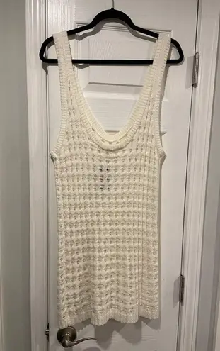 NWT Uncharted Threads Size XL Cream Stretchy Knit Crochet Terry Cover Up Dress White