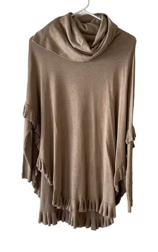 Joseph A Women's Size Medium Tan Cowl Neck Poncho Cape Sweater