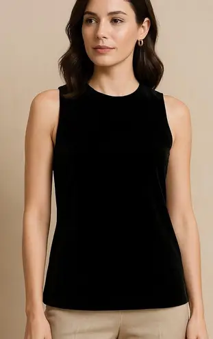 Alfred Sung Velvet High Neck Flare Tank Top Small Black Vintage Formal Old Money