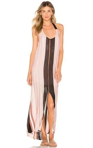 PilyQ Swim Papaya Faith Long Maxi Dress Womens XS Small Striped Pink