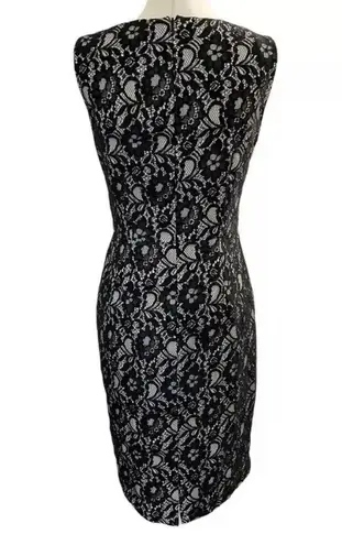 Calvin Klein  Women Size 4 Lace Party Dress Black White Sleeveless | 19-771