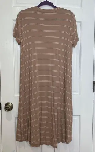 Boutique Intersection Beige & White Striped Short Sleeve T-Shirt Dress Size Large