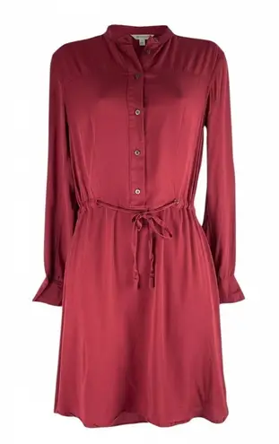 All Saints Sanko Drawstring Tie Mini Shirt Dress Crimson Orange Size 2