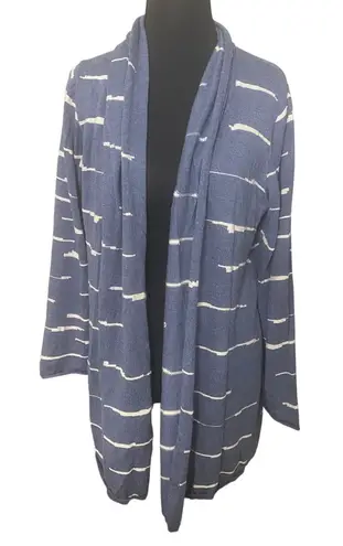 ZOZO Blue White Open Front Cardigan Sweater Women’s Size M cozy layering fall Size M