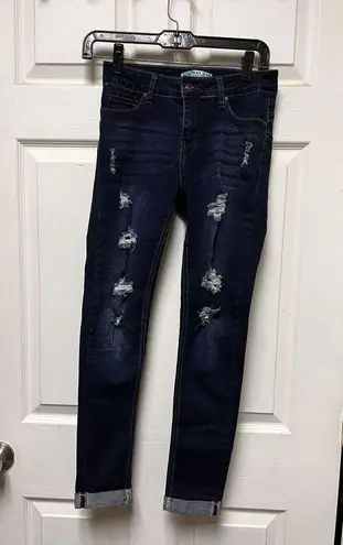 Wax Jean Wax Jeans Size 1 Womens Juniors Blue Denim Skinny Stretch Distressed Cuff CKH-C