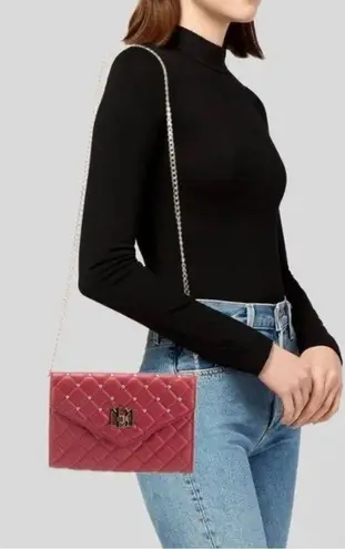 Badgley Mischka NWT Beautiful Red Quilted Crossbody Bag W Gold Accents
