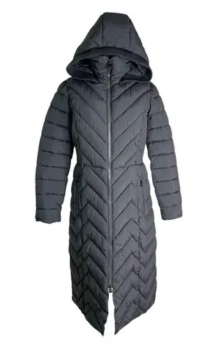 Bernardo Eco Plume Long Hooded Puffer Winter Coat Gray Size M NWT