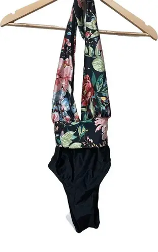 Zimmermann  Bellitude Plunge Floral-Print Halterneck Swimsuit Size 2