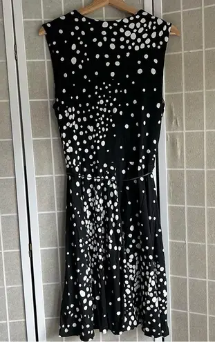 NWT Lascana Wrap Look printed dress sleeveless black white dotted dress size 10